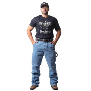 Calça Balão Carpinteira 100% algodão em Jeans grosso (não estica)