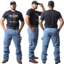 Calça Balão Carpinteira 100% algodão em Jeans grosso (não estica)